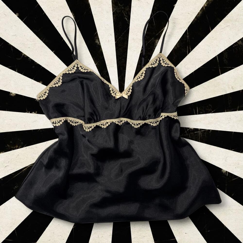 Black satin gold trim corset